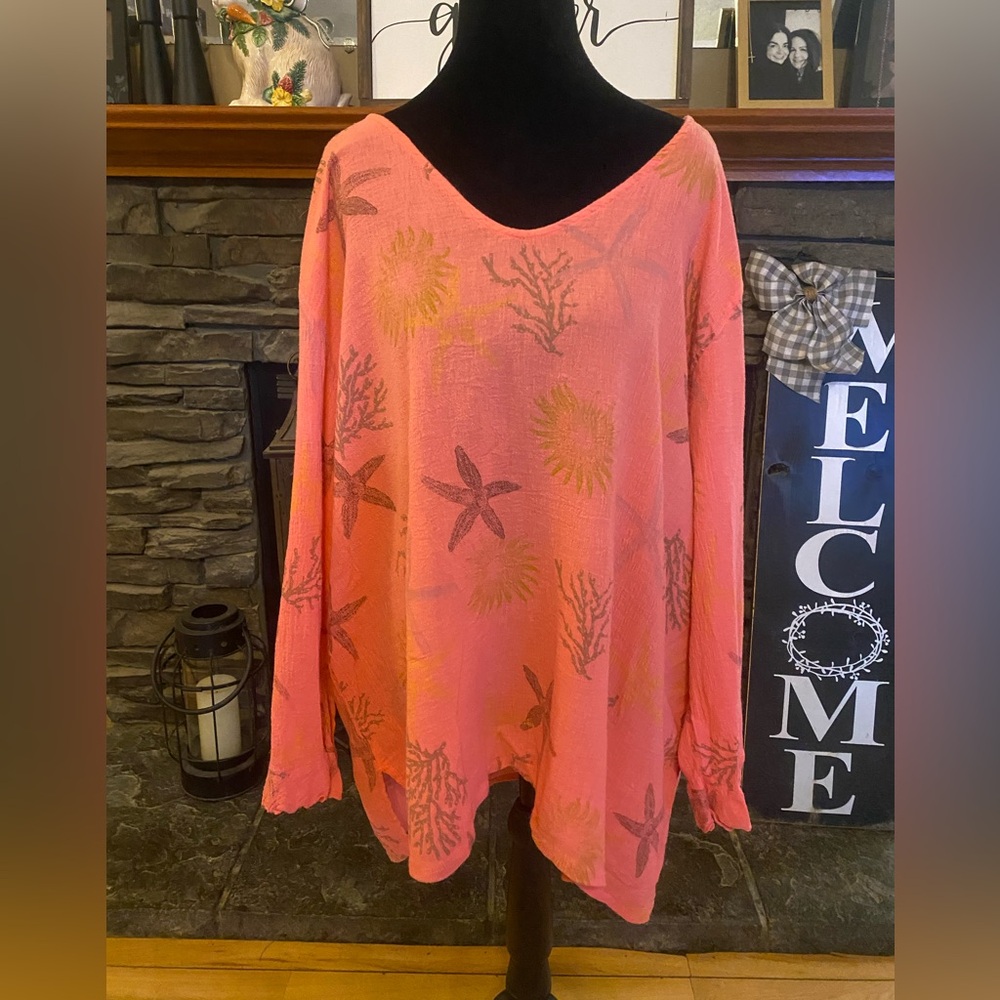 fresh produce Coral Pink Beach V Neck Blouse